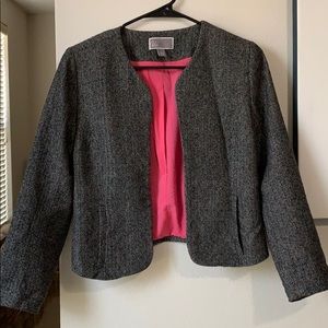 Gorgeous tweed charcoal and pink blazer